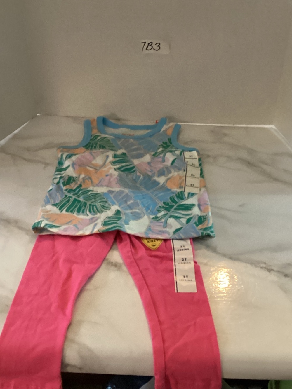 Girls Tropical Print Tank with Bright Pink Leggings